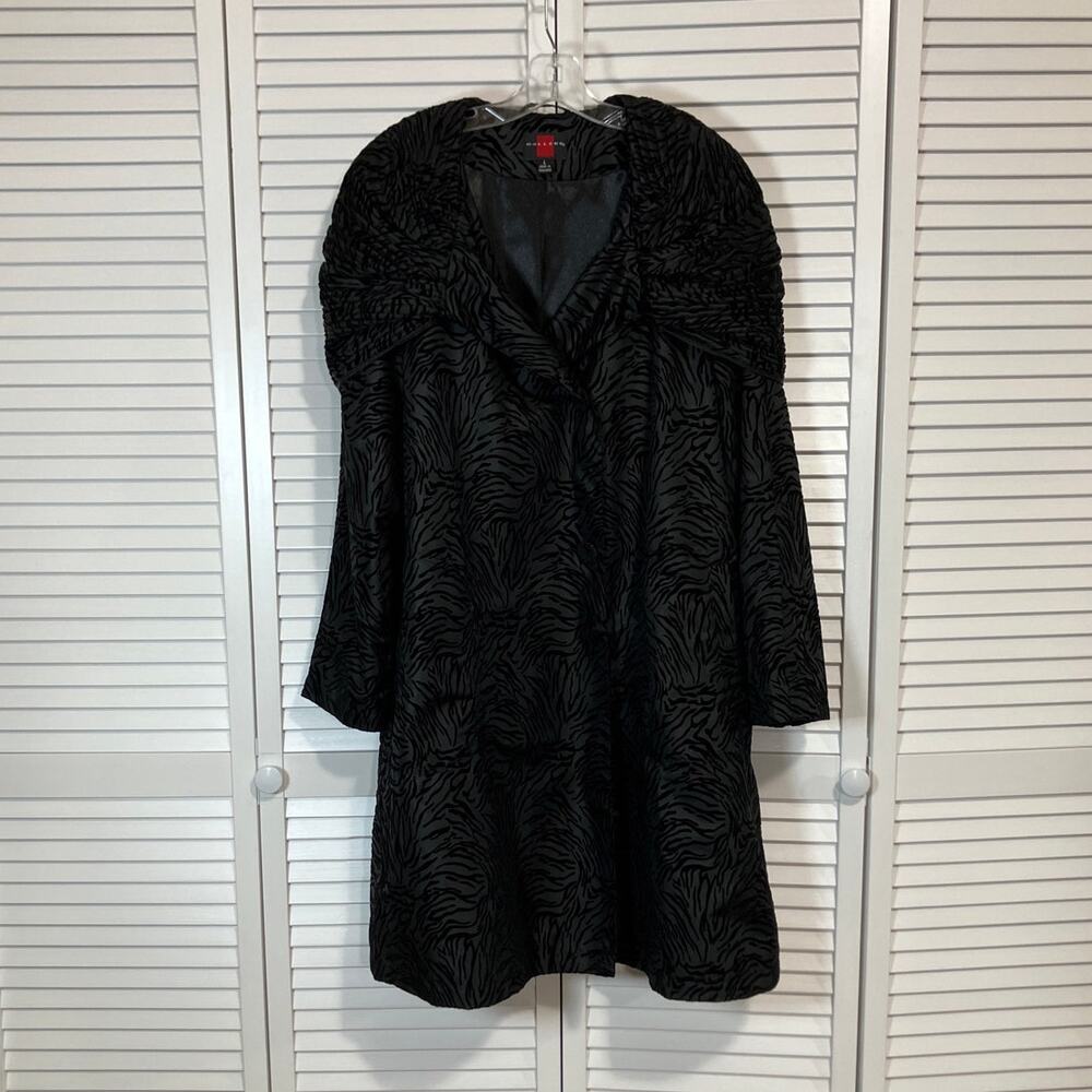 Gallery Vintage Flocked Black Velvet Old Hollywood Glam Coat Women L